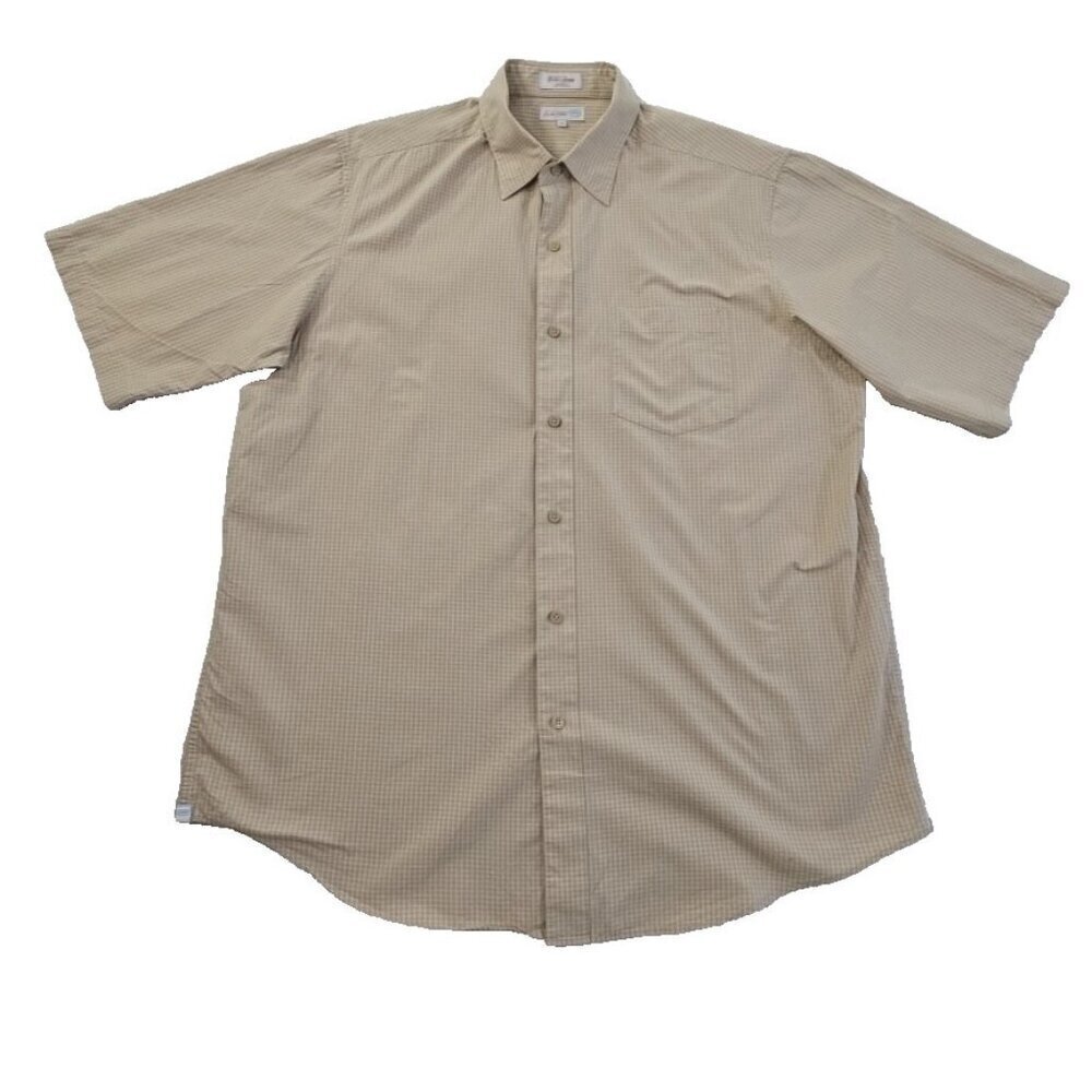 World Famous Rino Brand Eck Unltd Short Sleeve Shirt Men's XL Brown Check EUC LN